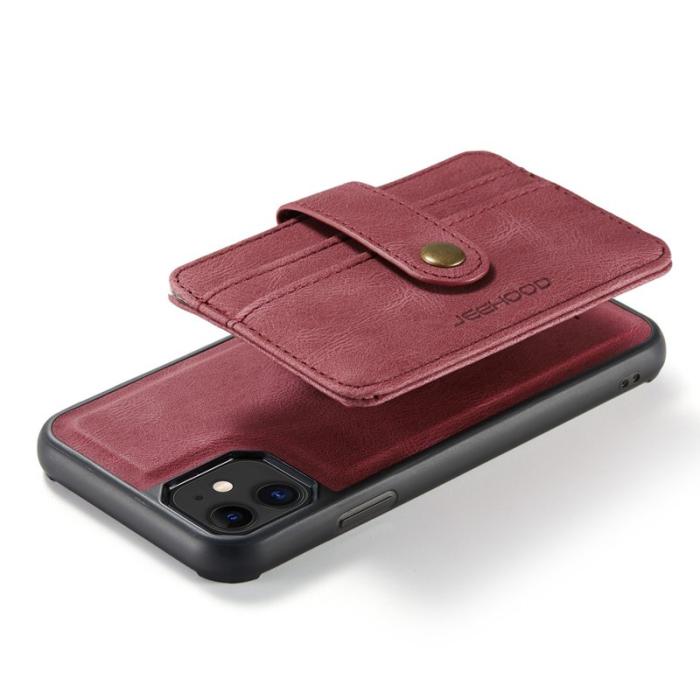 JEEHOOD - JEEHOOD Mobilskal till iPhone 11 Wallet Röd RFID-Skydd Anti-fall