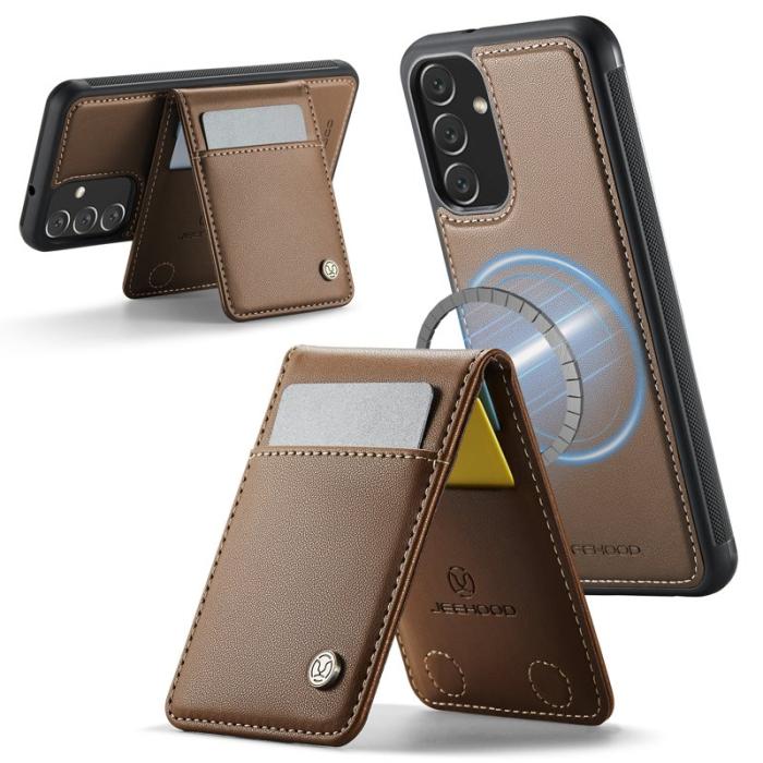 JEEHOOD - JEEHOOD J06 Konstläder fodral till Samsung Galaxy A34 5G - Brun