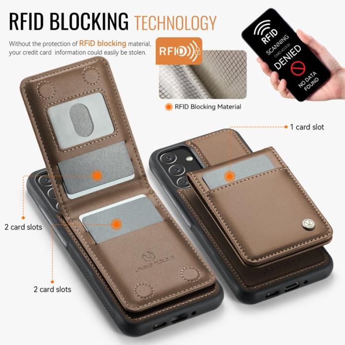 JEEHOOD - JEEHOOD J06 Konstläder fodral till Samsung Galaxy A34 5G - Brun