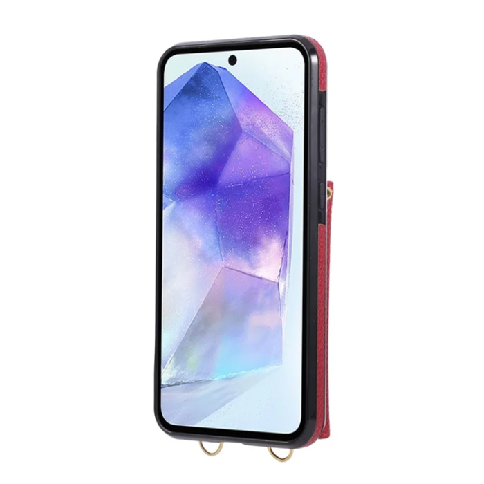 A-One Brand - Galaxy S25/S24 Mobilskal Korthållare Kickstand Rhombus - Röd