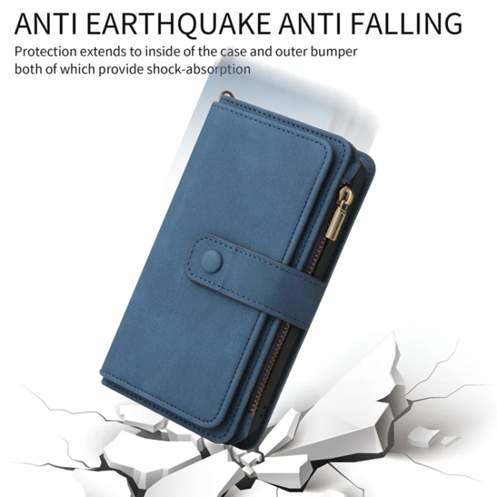 A-One Brand - iPhone 17 Pro Max Konstläder Plånboksfodral Zipper Rem