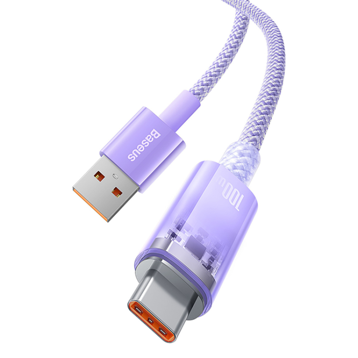 BASEUS - Baseus USB-A - USB-C kabel 100W 1m Temperature Sensor - Lila