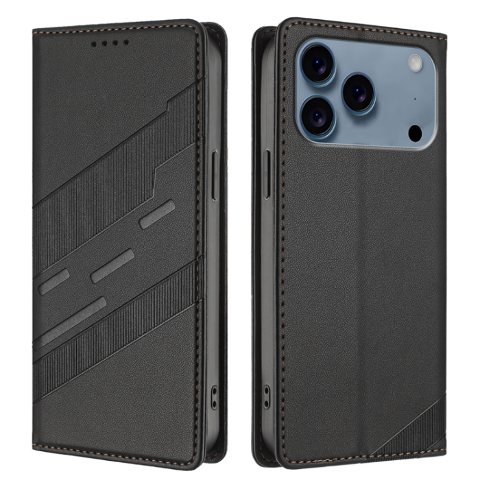 A-One Brand - iPhone 17 Pro Max Plånboksfodral Punk Style Imprinted - Svart