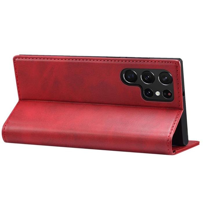 UTGATT1 - SUTENI Läder Fodral Galaxy S22 Ultra 5G - Röd