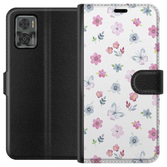 iSecrets - Plånboksfodral till Motorola Moto E22i med Blommor och fjärillar