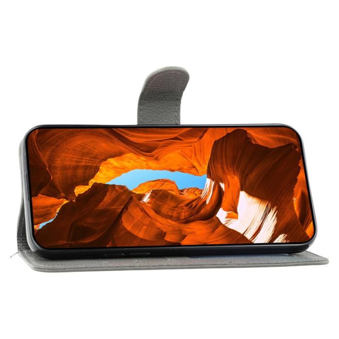 OEM - Samsung Galaxy S26 Fodral Konstläder Med Fjädertryck - Grå