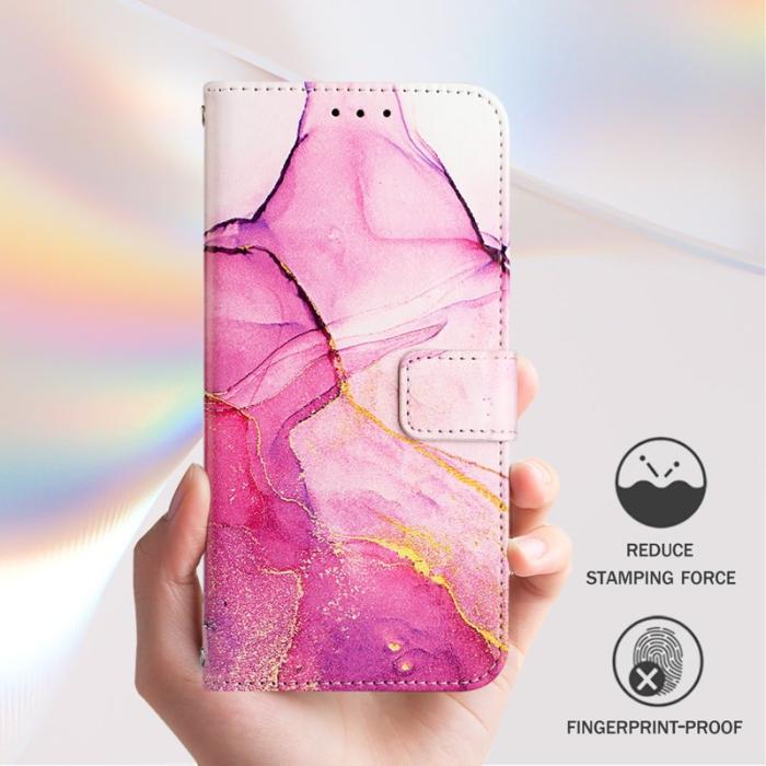 OEM - Samsung Galaxy S26 Ultra Skal Marmor Mönster Äkta Läder - Rosa