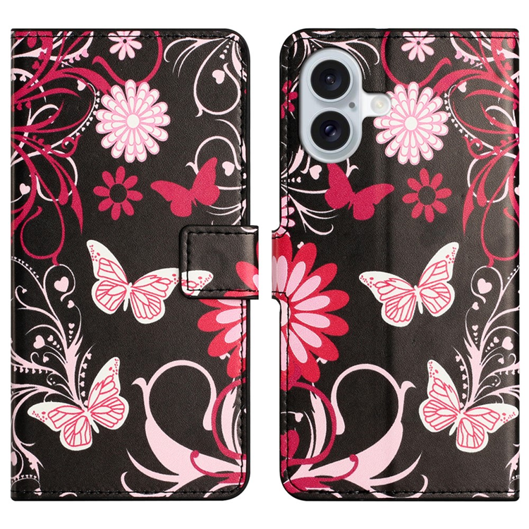 iPhone 17 Plånboksfodral Pattern Print - Svart Fjäril | 2353 | AlltMobil