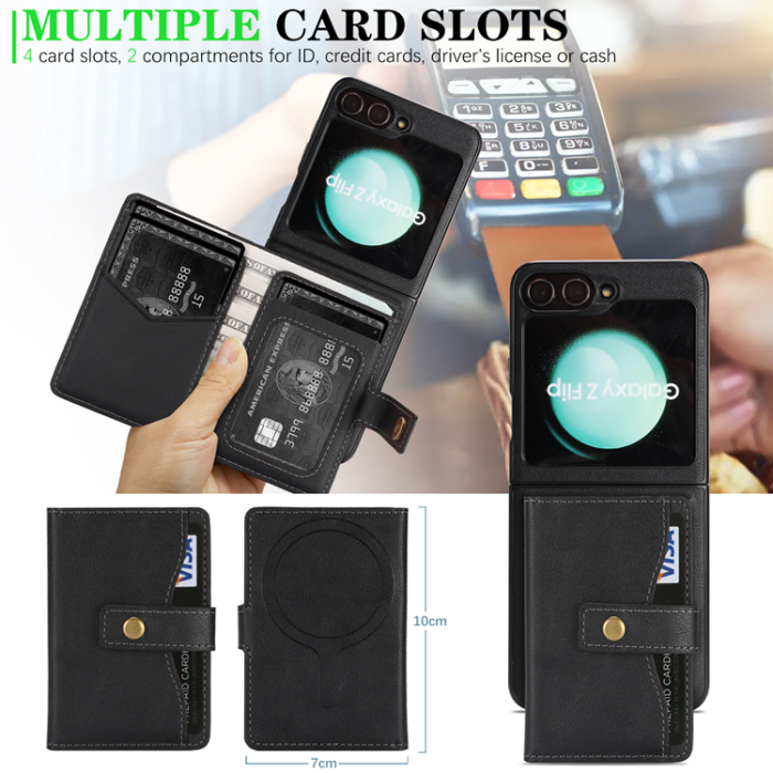 A-One Brand - Galaxy Z Flip 6 Mobilskal MagSafe Detachable Korthållare Kickstand