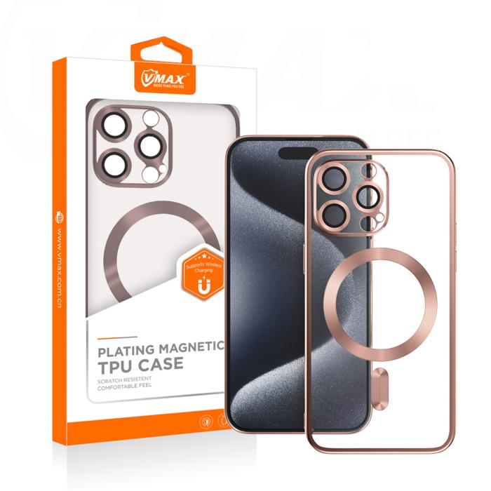 OEM - iPhone 15 Pro Skal Guldrosa Elektropläterad Mag TPU