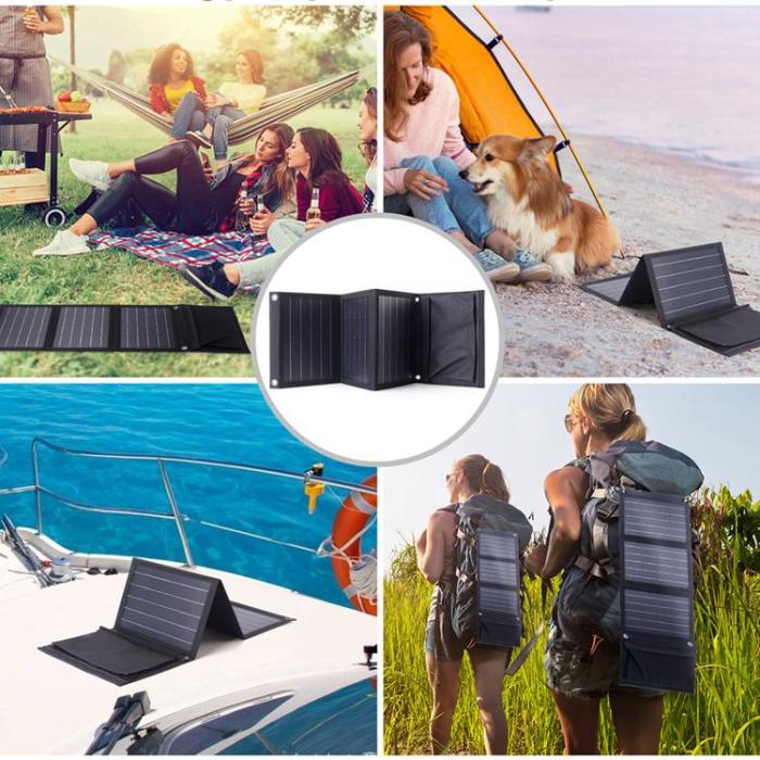 Choetech - Choetech Foldable Travel 2x USB Solladdare 22W - Svart