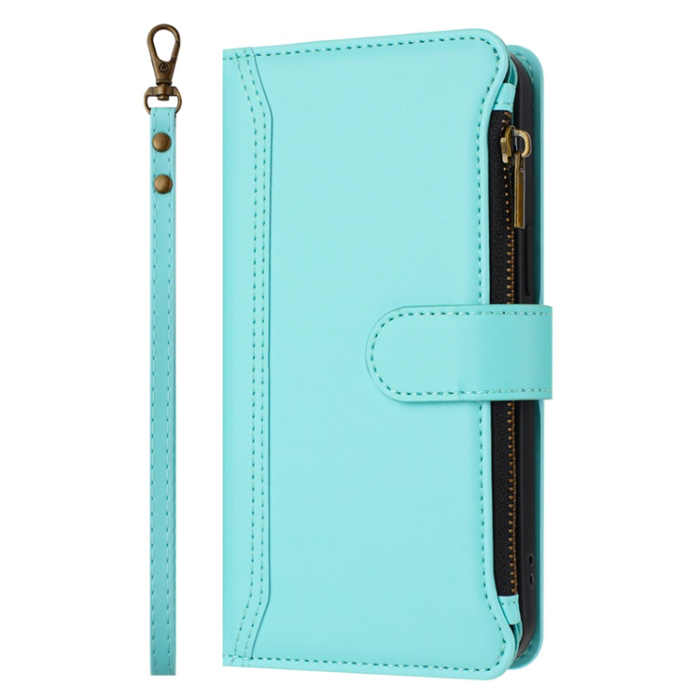 A-One Brand - iPhone 17 Pro Plånboksfodral Zipper Med Rem - Mintgrön