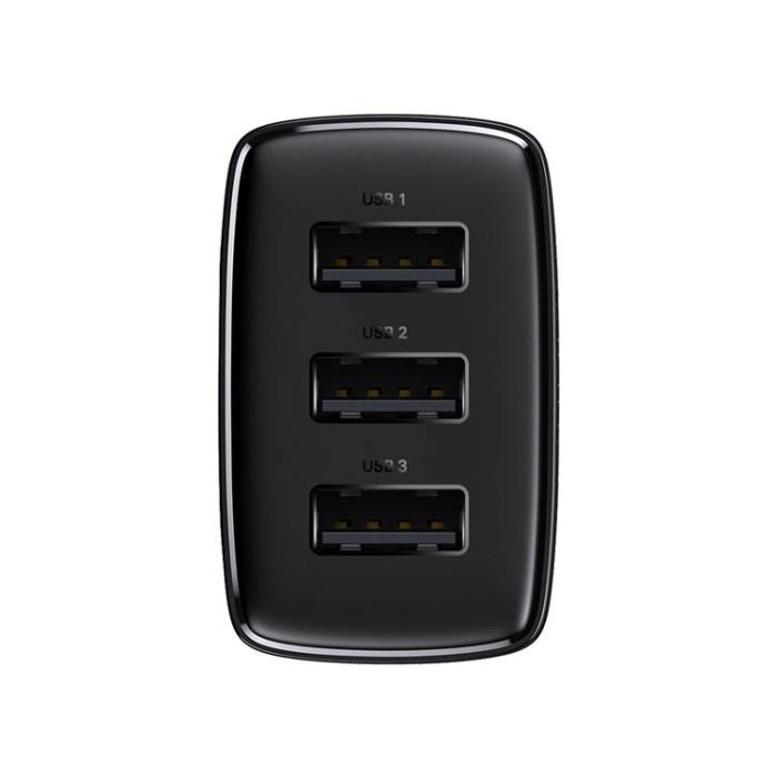 BASEUS - Baseus Compact Väggladdare 3x USB 17W - Svart