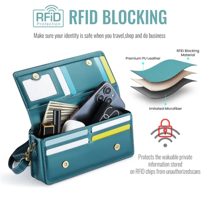 Caseme - CASEME Crossbody Väska RFID Blocking Me30 Max Läder - Grön