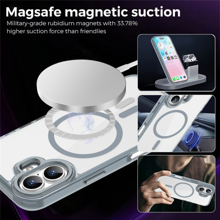 A-One Brand - iPhone 17 Mobilskal MagSafe TPU+PC Transparent - Titangrå