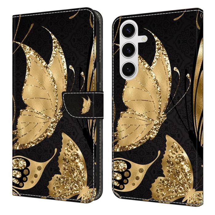OEM - Samsung Galaxy S26 / S26 Pro Plånboksfodral 3D Mönster Konstläder Gyllene Fjäril