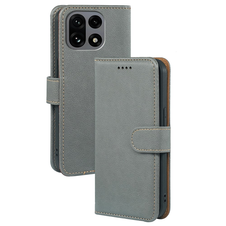 OnePlus 15 Plånboksfodral RFID Blocking Litchi Läder (Grå) | 2353 | AlltMobil