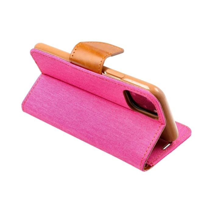 OEM - iPhone 16 Pro Plånboksfodral Canvas - Rosa