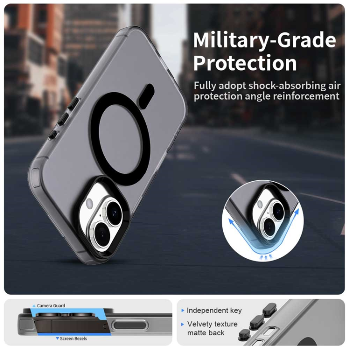 A-One Brand - iPhone 17 Mobilskal MagSafe Anti Drop Hybrid - Svart