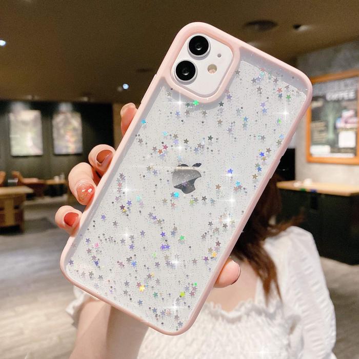 UTGATT1 - Bling Star Glitter Skal till iPhone 7/8/SE 2020 - Rosa