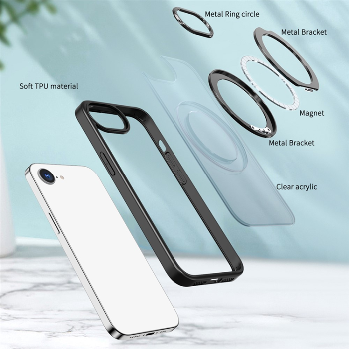 OEM - iPhone 16e Mobilskal MagSafe TPU + Acrylic Kickstand - Svart
