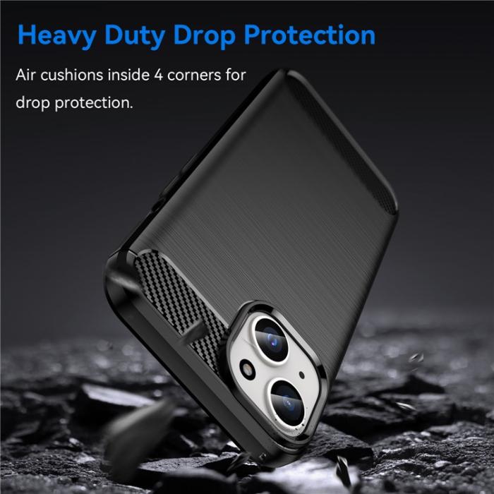 OEM - iPhone 15 Plus Mobilskal Carbon Fiber Brushed - Svart