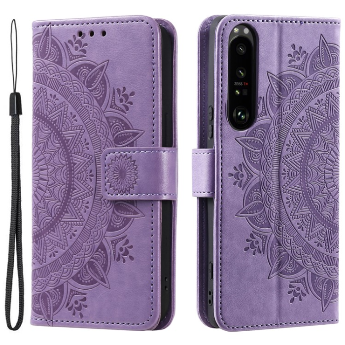 A-One Brand - Sony Xperia 1 V Plånboksfodral Imprinted Mandala Flower - Lila