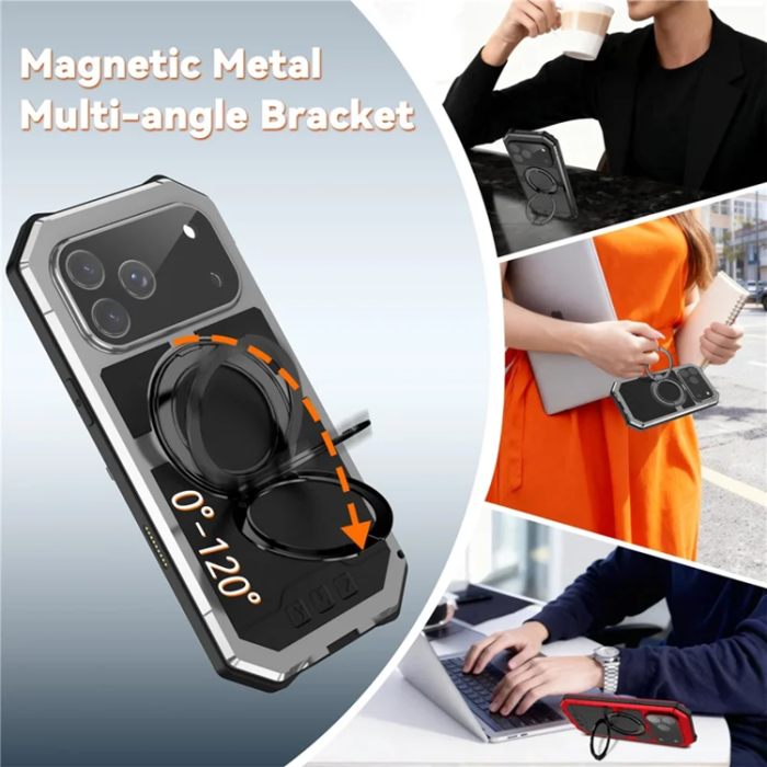 R-JUST - R-JUST Mobilskal till iPhone 17 Pro Max Magsafe Kickstand - Silver