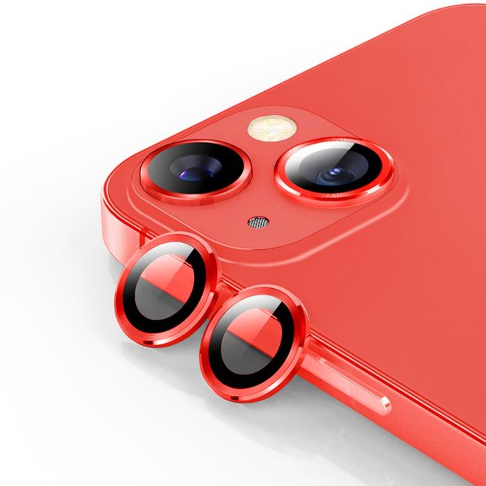 OEM - iPhone 13 / iPhone 13 Mini Kameralinsskydd i Härdat glas - Röd