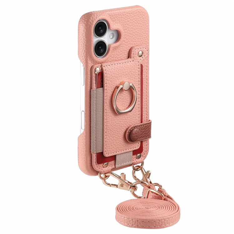 iPhone 17 Mobilskal med Korthållare Ring Kickstand - Rosa (Rosa) | 2353 | AlltMobil