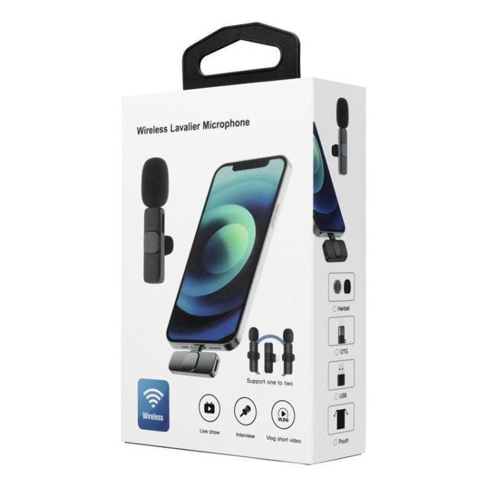 OEM - 2-i-1 Trådlös Lavaliermikrofon USB-C Dubbel K1 - Vit