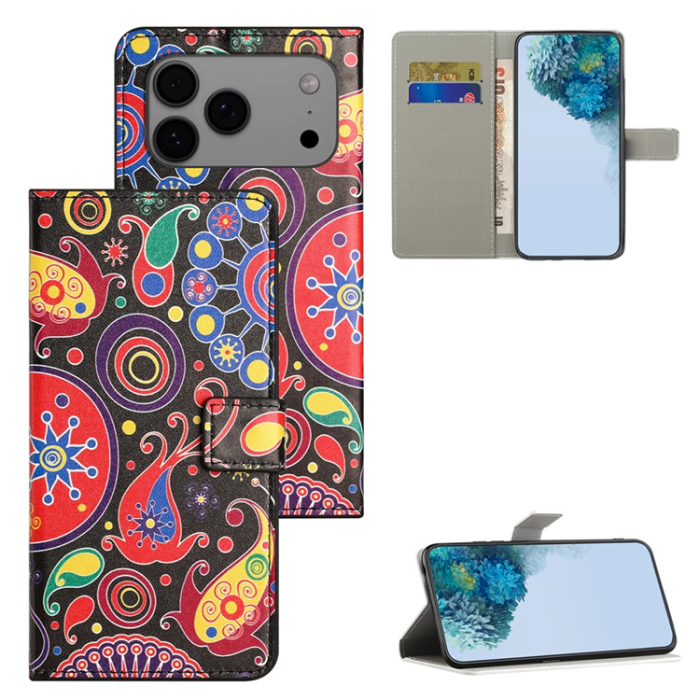 A-One Brand - iPhone 17 Pro Plånboksfodral Pattern Print Läder - Maneter