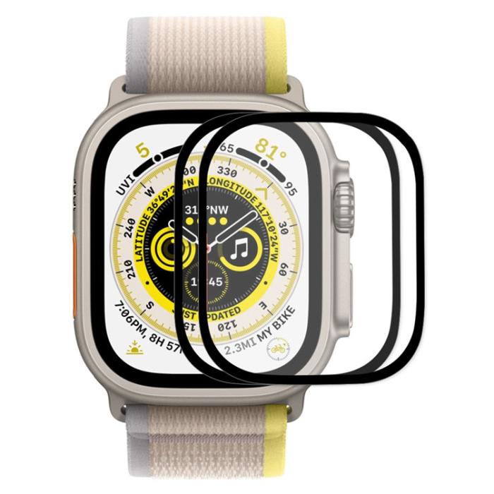A-One Brand - [2-PACK] Apple Watch Ultra (49mm) Härdat Glas Skärmskydd 9H HD - Svart