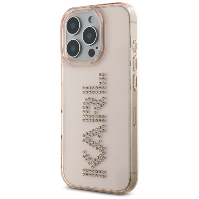 KARL LAGERFELD - Karl Lagerfeld iPhone 16 Pro Max Mobilskal Rhinestones Logo - Rosa