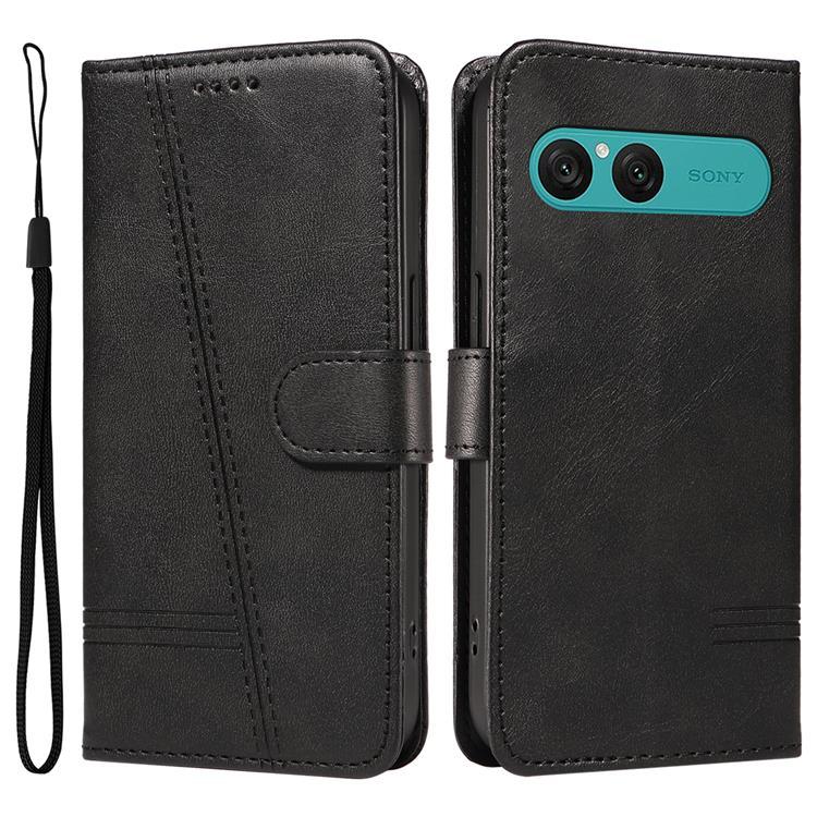 Sony Xperia 10 VII Plånboksfodral T Shape Lines - Svart | 2353 | AlltMobil