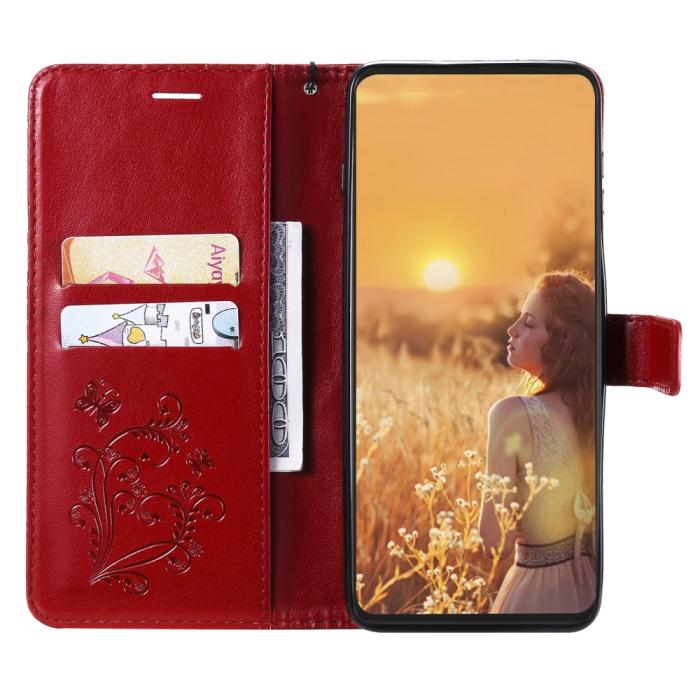OEM - Fjärilar Plånboksfodral iPhone 13 Pro Max - Röd
