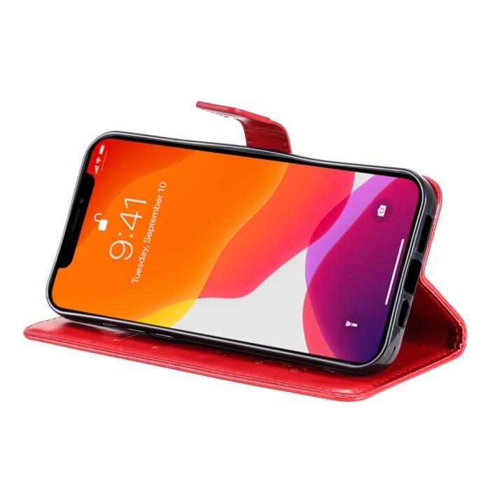 OEM - Fjärilar Plånboksfodral iPhone 13 Pro Max - Röd