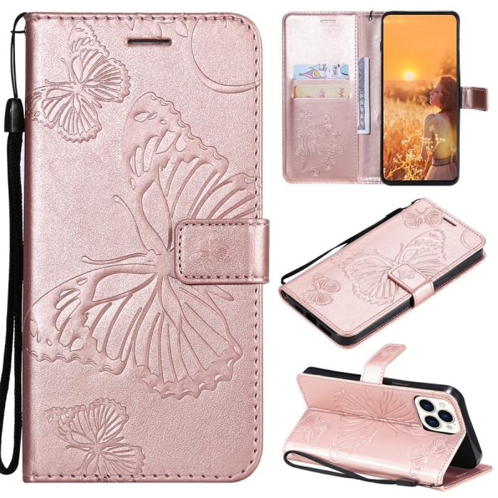 OEM - Fjärilar Plånboksfodral iPhone 13 Pro Max - Rose Gold