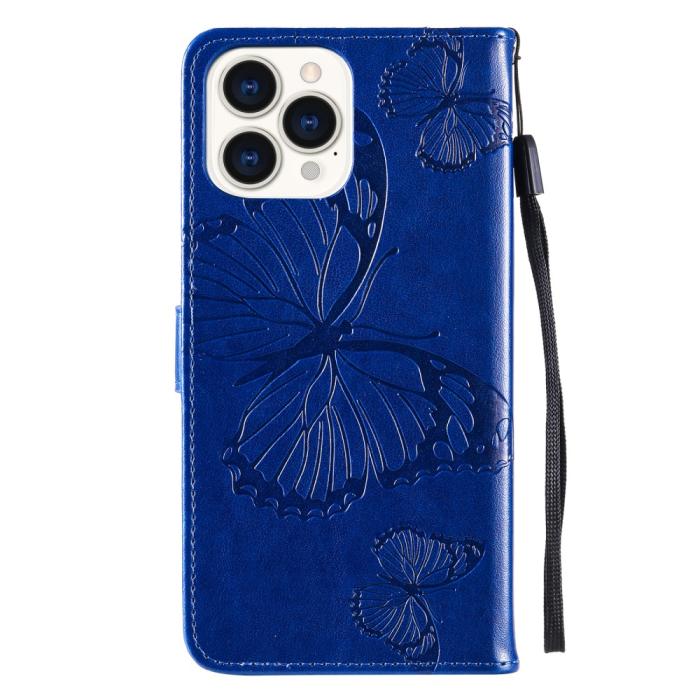 UTGATT1 - Fjärilar Plånboksfodral iPhone 13 Pro Max - Blå