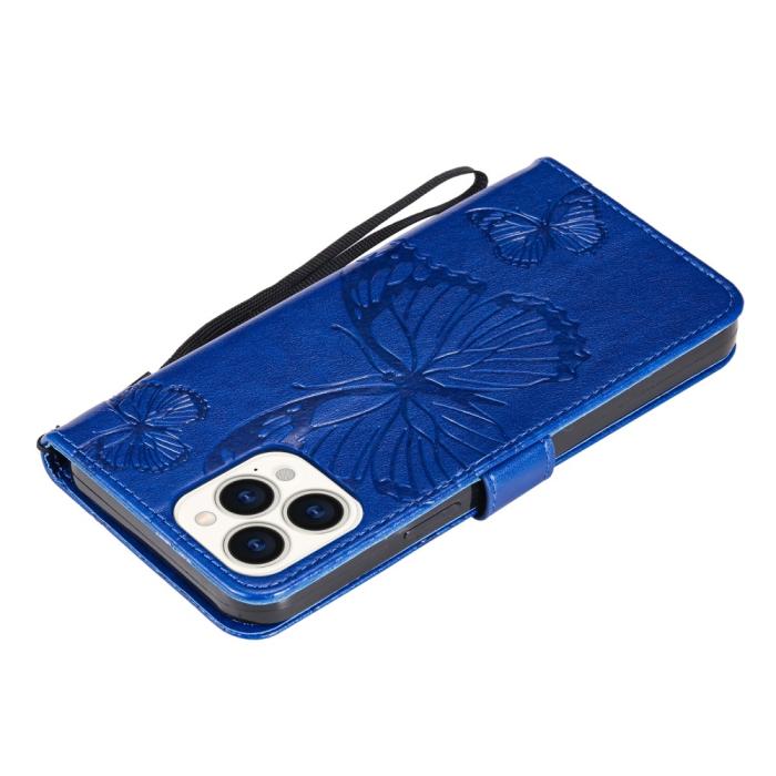 UTGATT1 - Fjärilar Plånboksfodral iPhone 13 Pro Max - Blå