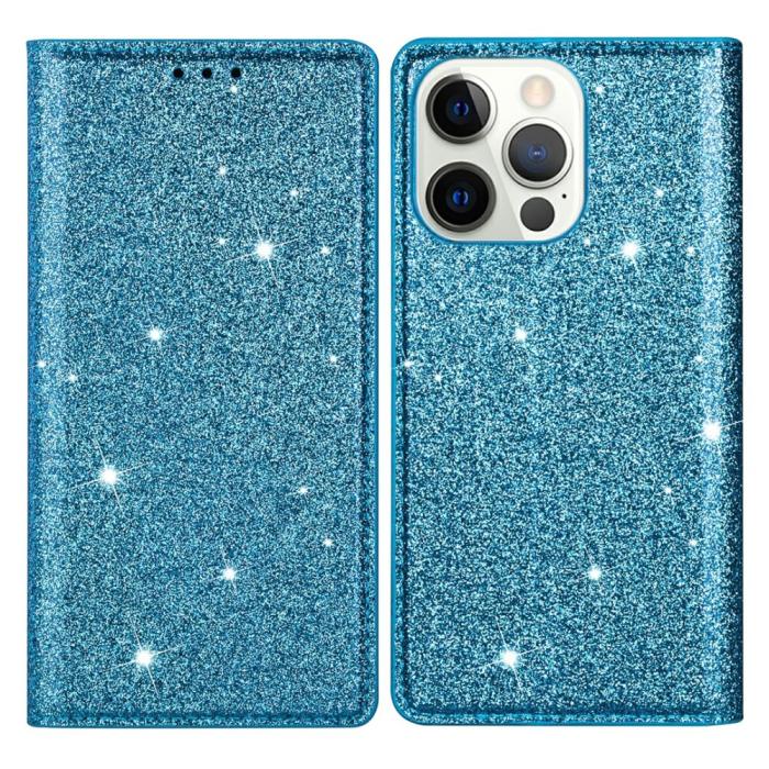 OEM - Glittrande Plånboksfodral iPhone 13 Pro Max - Blå