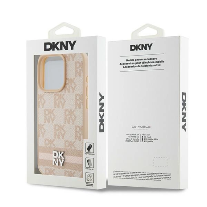 DKNY - DKNY iPhone 15 Pro Max Mobilskal Läder Checkered Mono Pattern