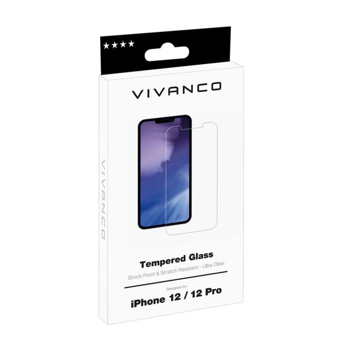 UTGATT1 - Vivanco Skyddsglas 9H iPhone 12 / 12 Pro