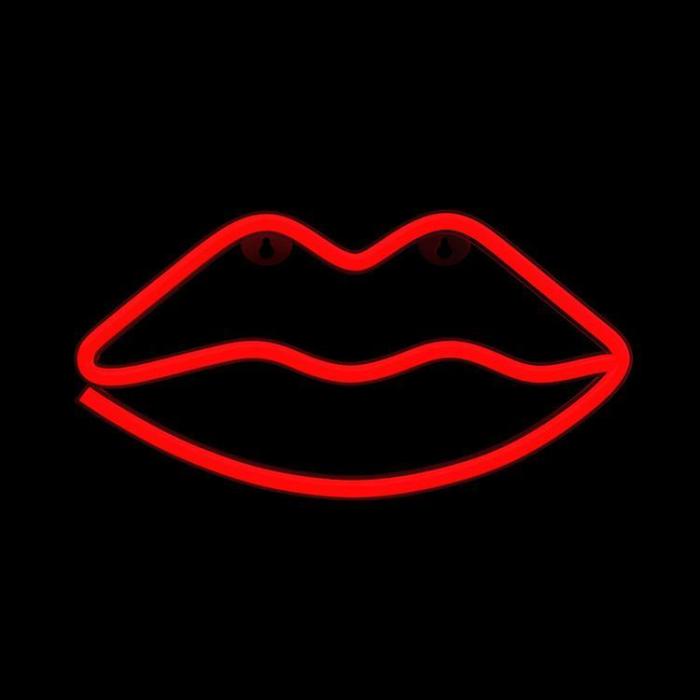 Forever Light - Forever Light LED Neon LIPS Bat + USB FLNE08 - Röd