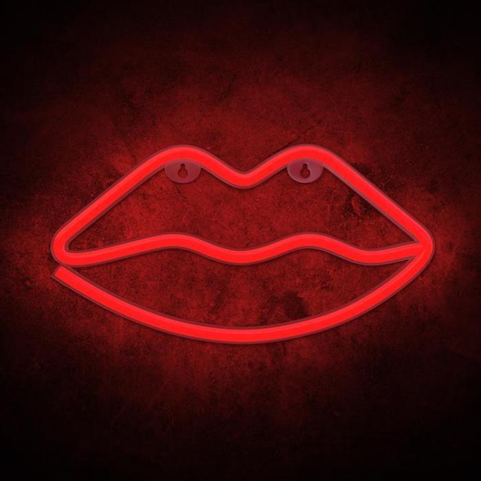 Forever Light - Forever Light LED Neon LIPS Bat + USB FLNE08 - Röd