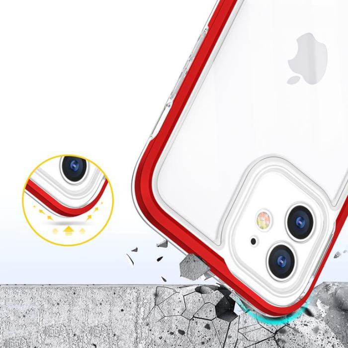 OEM - iPhone 12 Skal Clear 3in1 - Röd