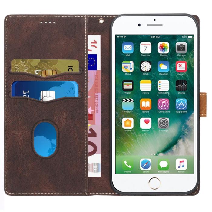 OEM - Splicing Design iPhone 7/8/SE 2020/SE 2022 Plånboksfodral - Brun