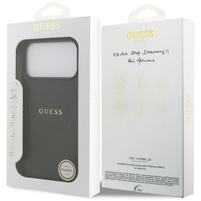 Guess - Guess iPhone 17 Pro Max Mobilskal MagSafe Grained Ring - Svart