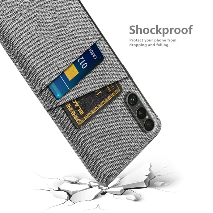 A-One Brand - Sony Xperia 1 VII Mobilskal med Dual Kortfack Tyg + PC - Ljusgrå
