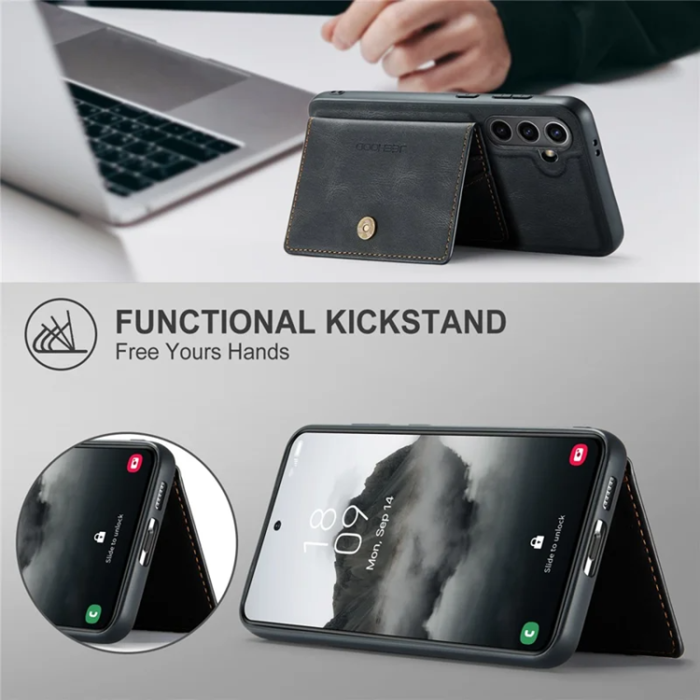 OEM - JEEHOOD Samsung Galaxy S24 FE Fodral KonstLäder + Plast - Svart